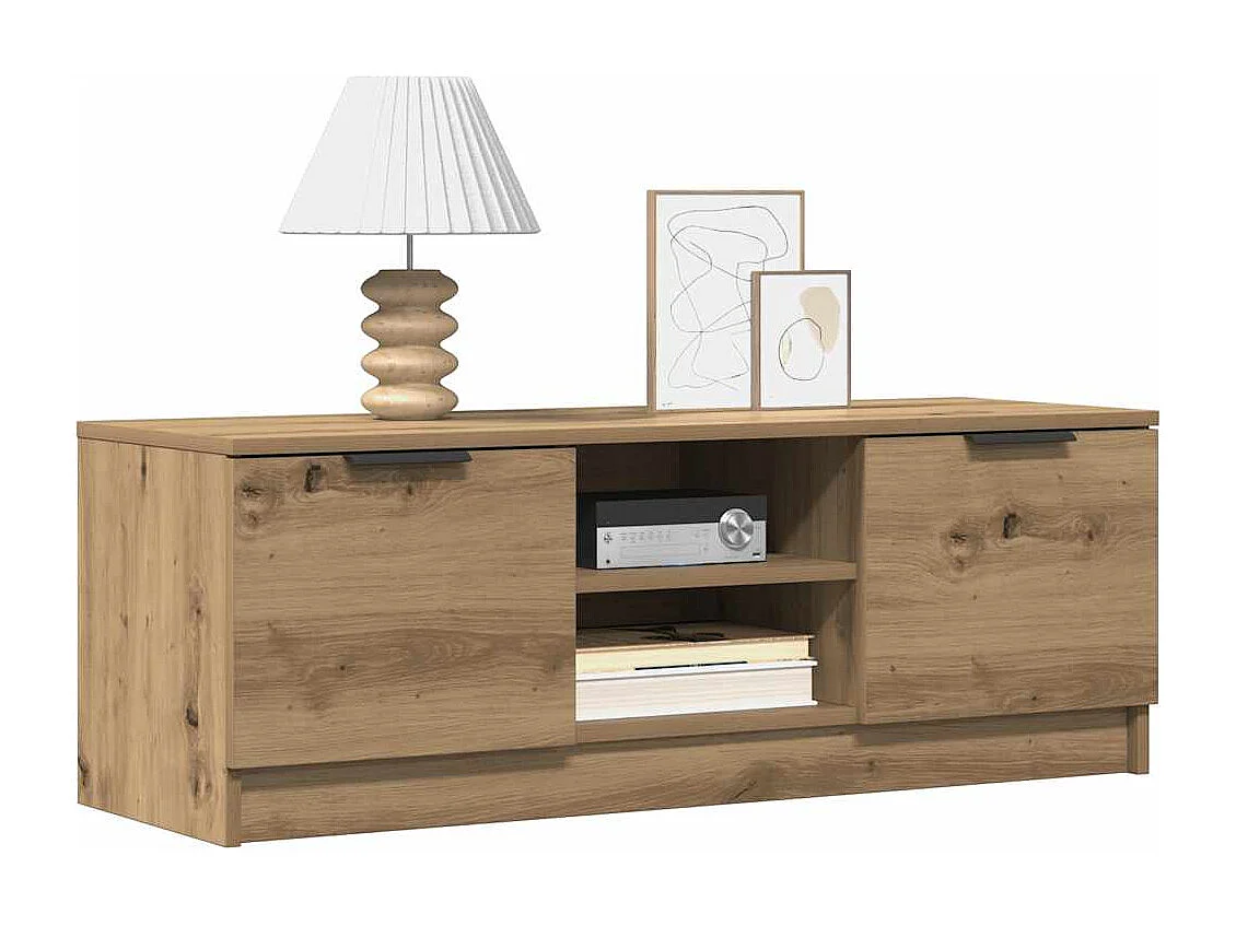 Meuble TV chêne artisanal 102x35x36,5 cm bois d'ingénierie