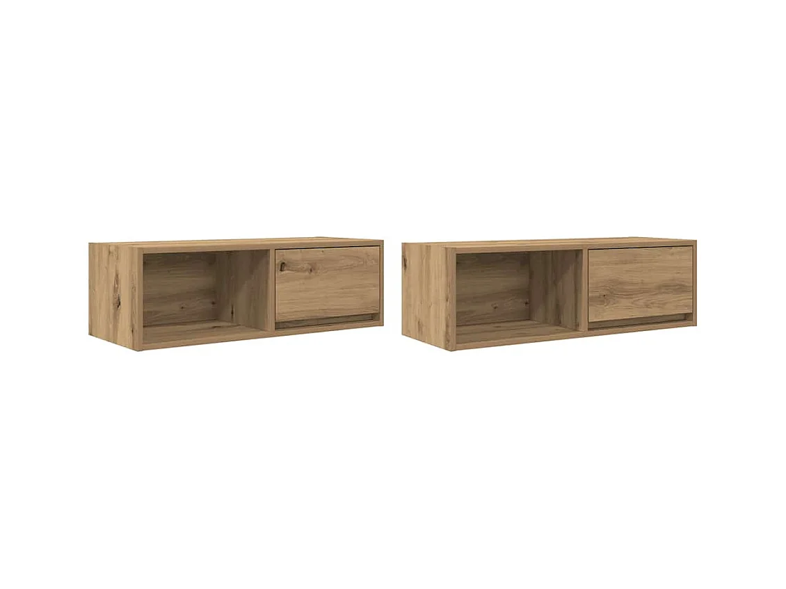 Muebles para TV 2 uds madera roble artisan 80x31x25,5 cm