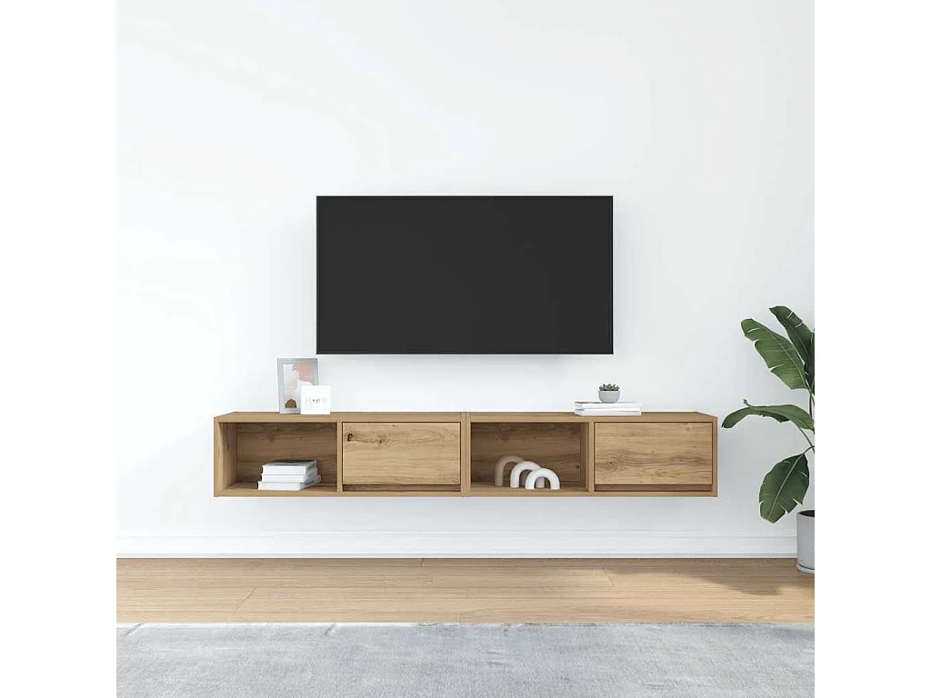 Meuble TV 2 pièces chêne artisanal 80x31x25,5 cm bois d'ingénierie