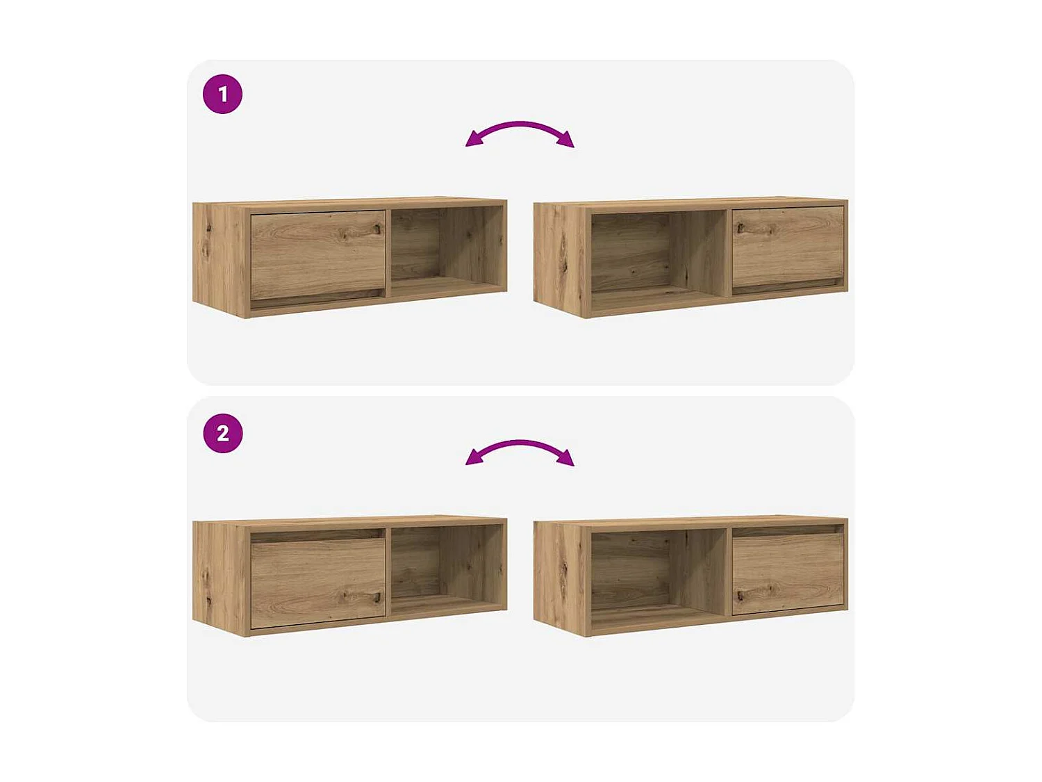 Meuble TV 2 pièces chêne artisanal 80x31x25,5 cm bois d'ingénierie