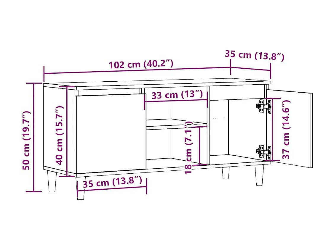 Meuble TV vieux bois 102x35x50 cm bois d'ingénierie