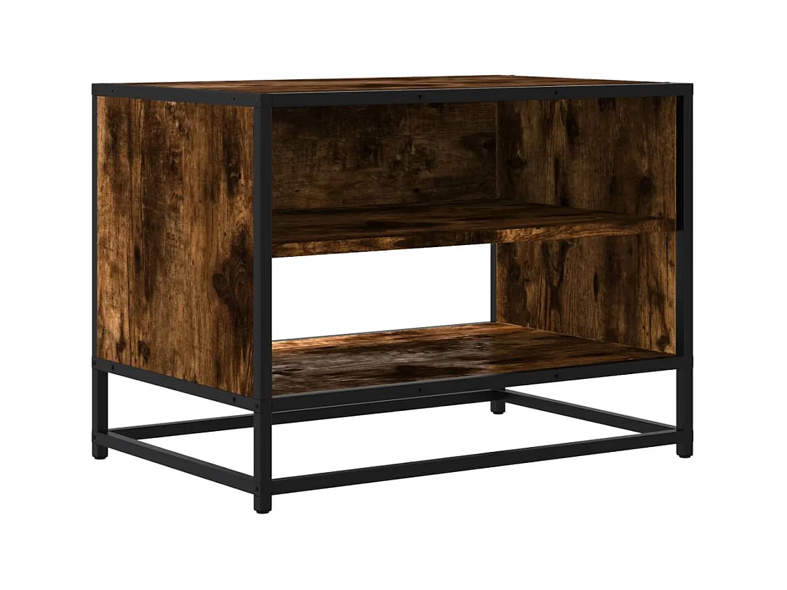 Meuble TV chêne fumé 61x40x46 cm bois d'ingénierie et métal