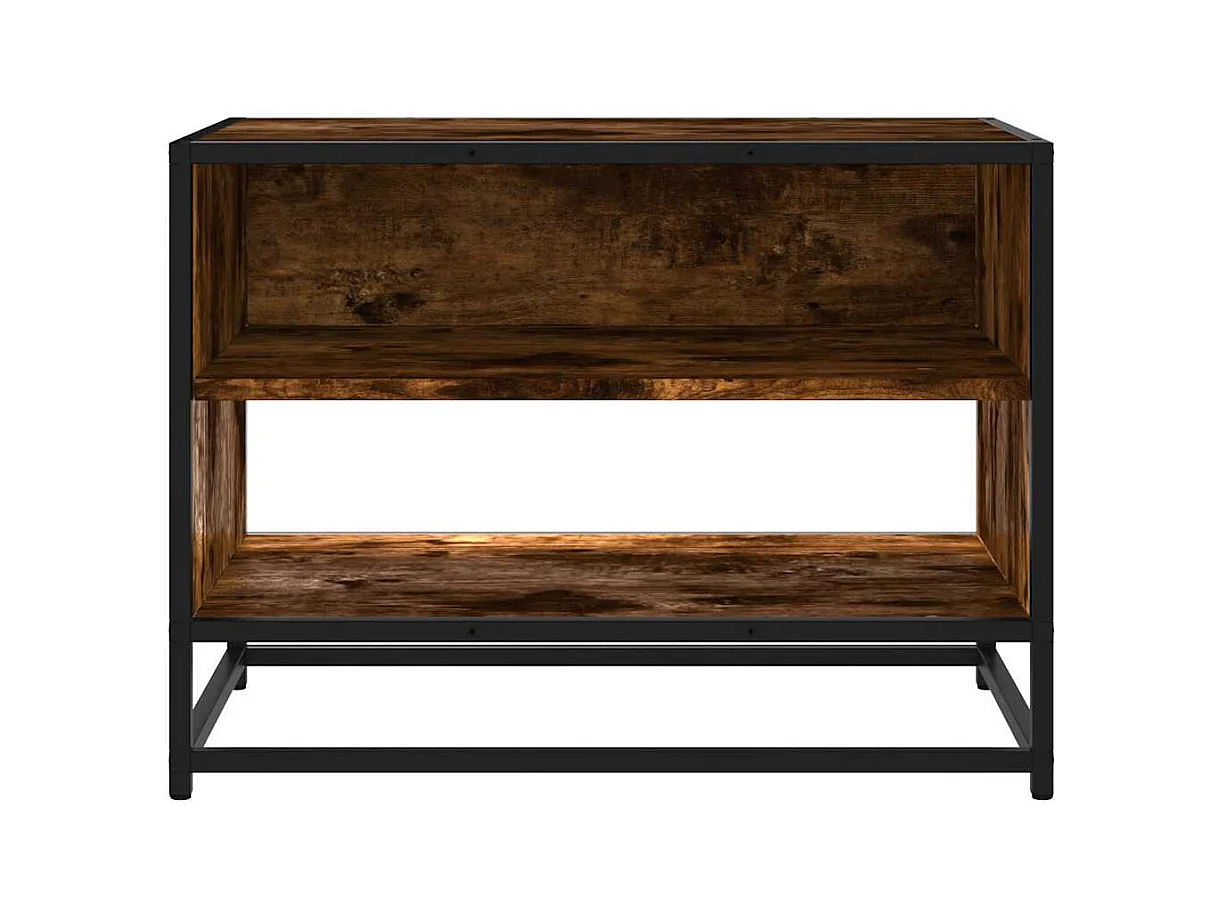 Meuble TV chêne fumé 61x40x46 cm bois d'ingénierie et métal
