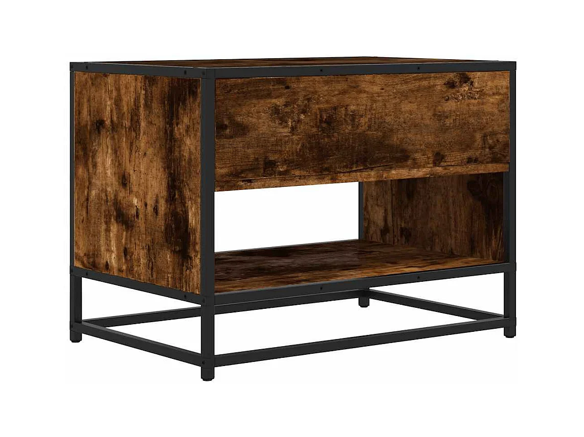 Meuble TV chêne fumé 61x40x46 cm bois d'ingénierie et métal