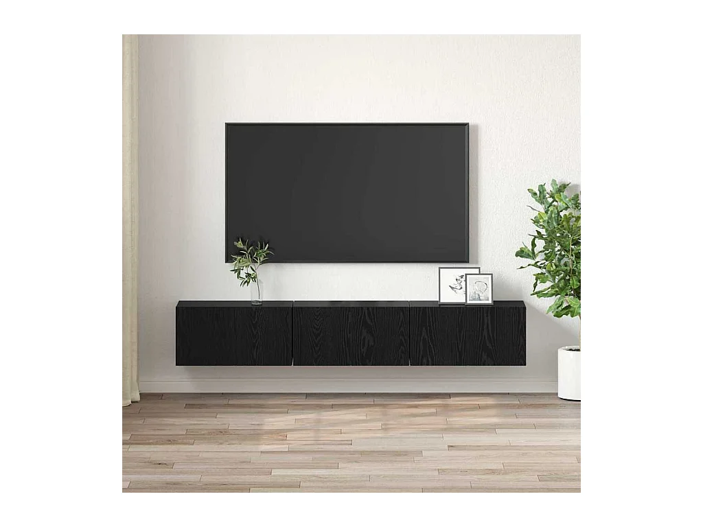 Meuble TV 3 pièces Noir 60 x 30 x 30 cm Bois d'ingénierie