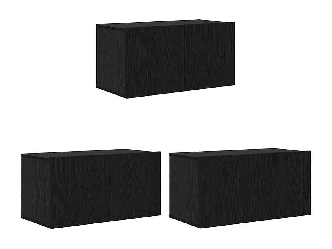 Gabinete para TV 3 peças Preto 60 x 30 x 30 cm Madeira processada