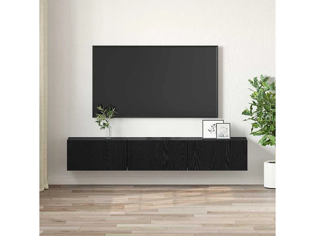 Gabinete para TV 3 peças Preto 60 x 30 x 30 cm Madeira processada