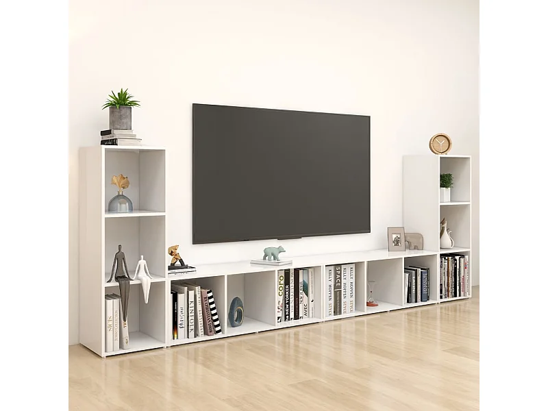 Móveis de TV 4 peças 107x35x37 cm contraplacado branco