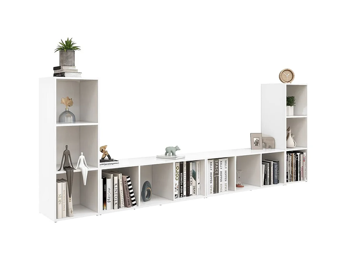 Móveis de TV 4 peças 107x35x37 cm contraplacado branco