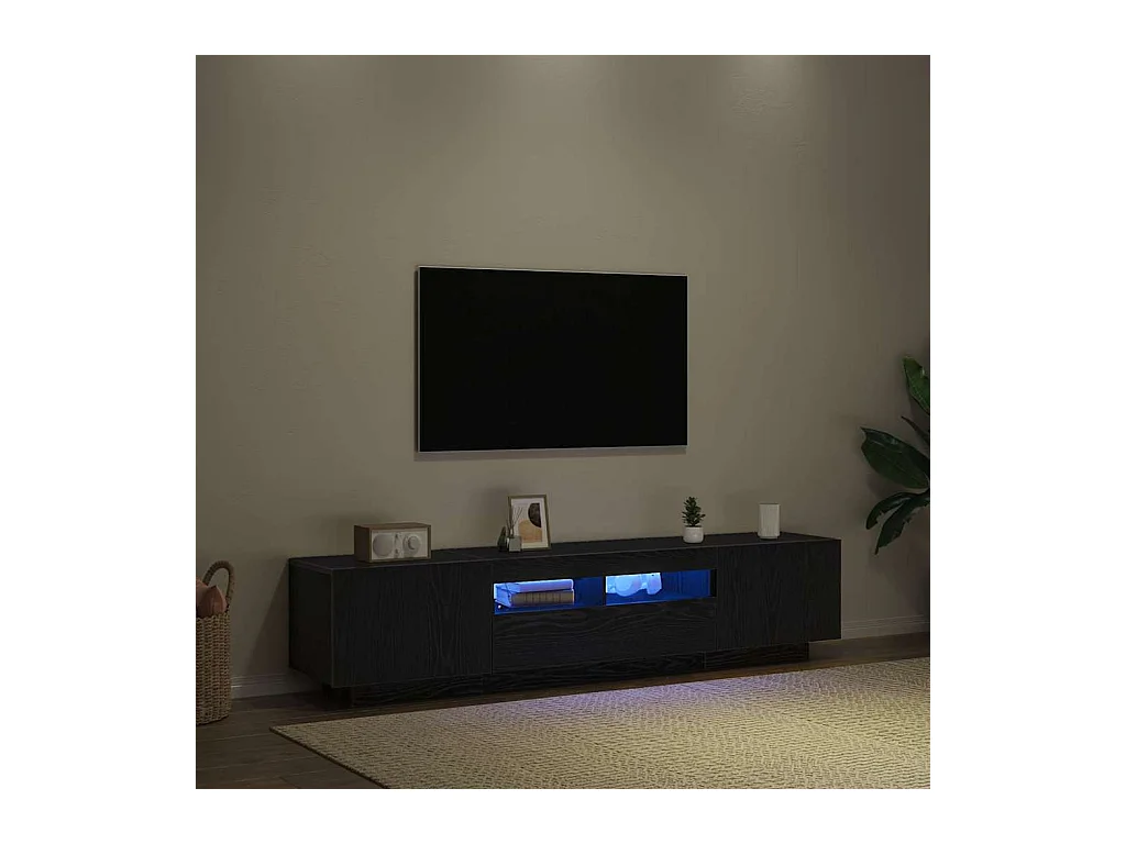 Meuble TV 2 pièces Noir 180 x 35 x 40 cm Bois d'ingénierie