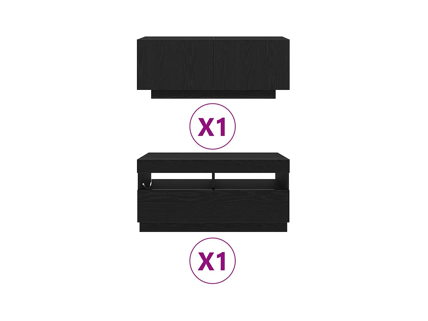 Meuble TV 2 pièces Noir 180 x 35 x 40 cm Bois d'ingénierie