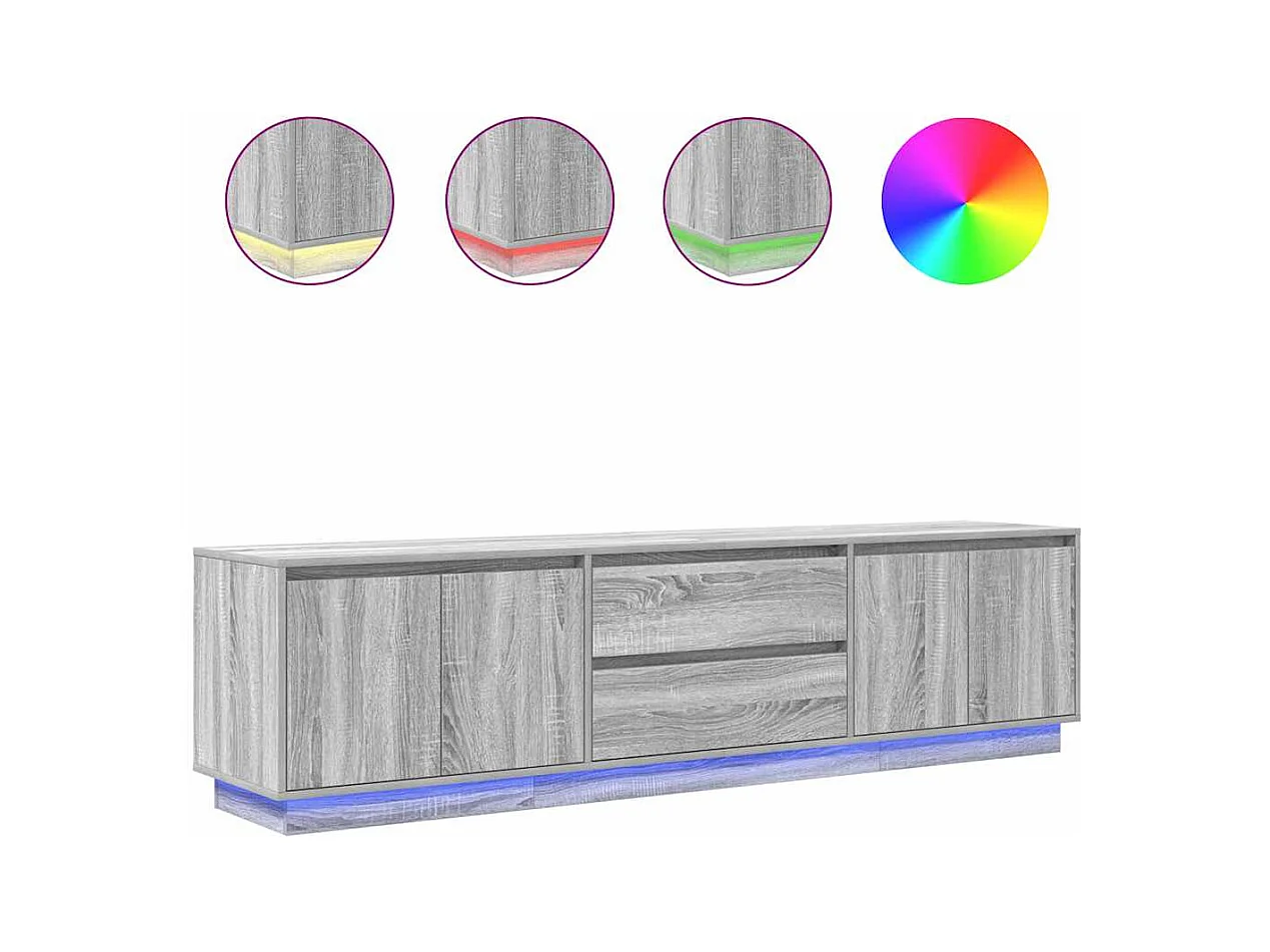 Meuble TV avec lumières LED sonoma gris 193,5x41x50 cm