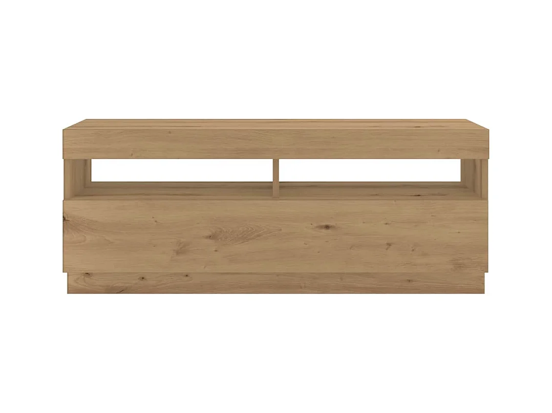 Meuble TV avec lumières LED chêne artisanal bois d'ingénierie