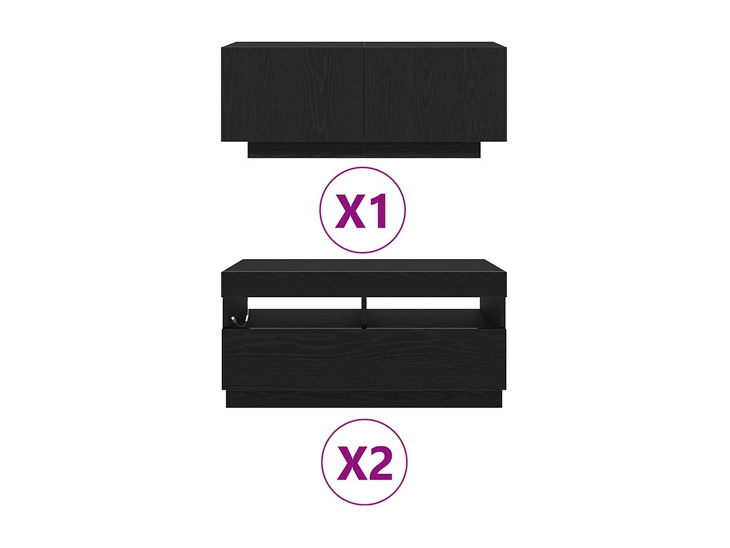 Gabinete para TV 3 peças Preto 260 x 35 x 40 cm