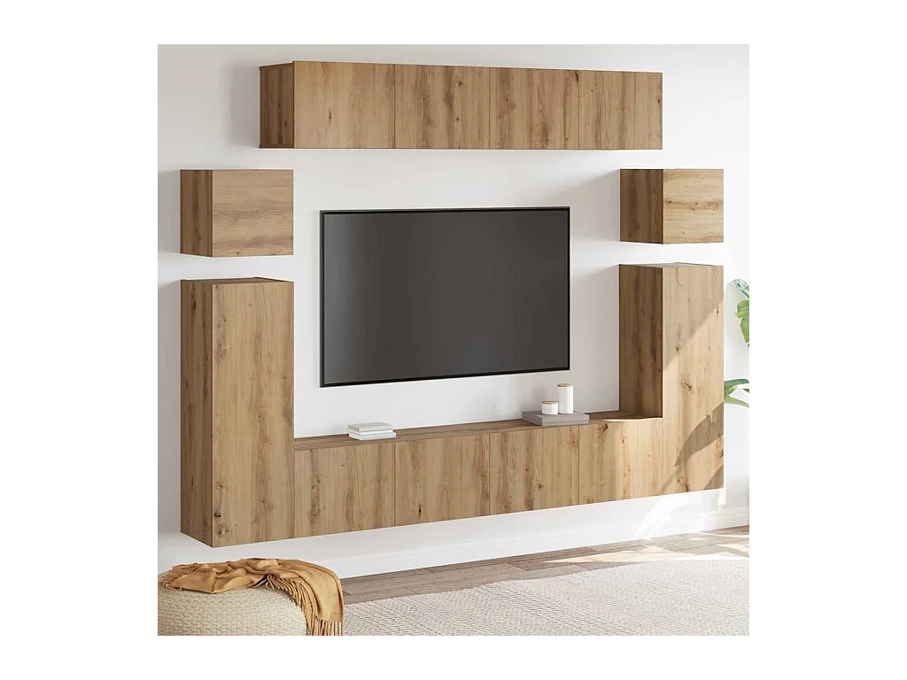 Meuble TV 8 pièces Marron 30,5 x 30 x 90 cm Bois d'ingénierie