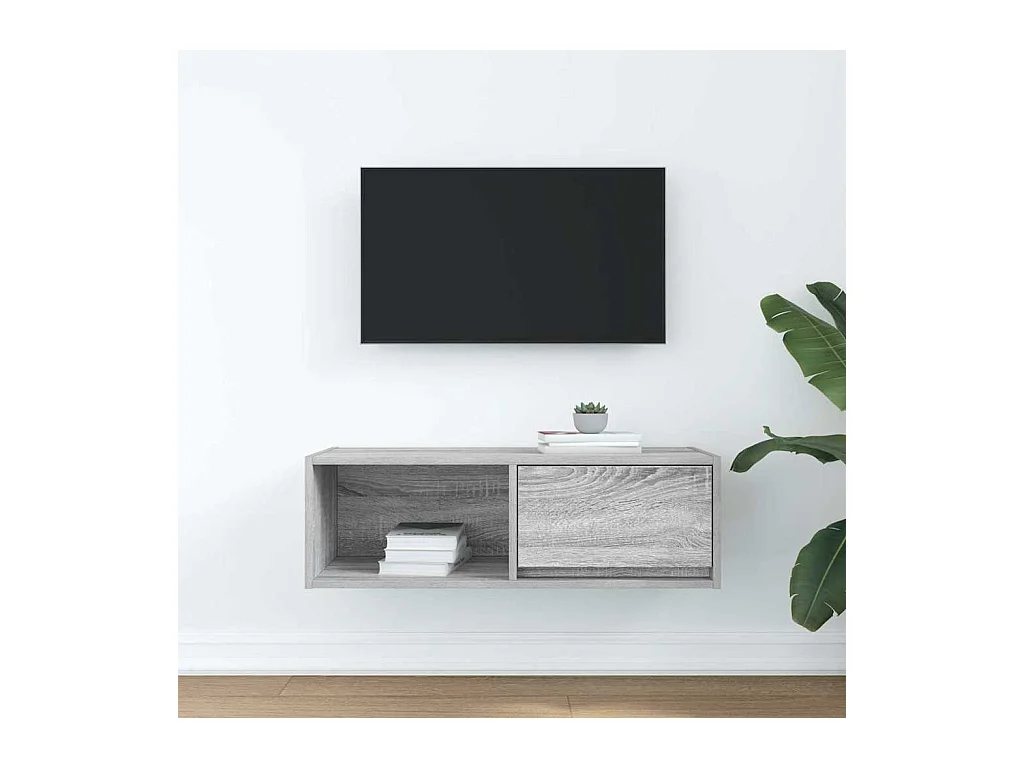 Meuble TV sonoma gris 80x31x25,5 cm bois d'ingénierie