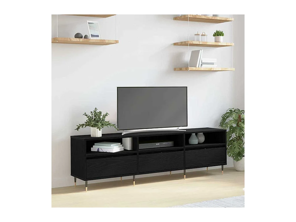 Gabinete para TV Carvalho preto 150 x 30 x 44.5 cm