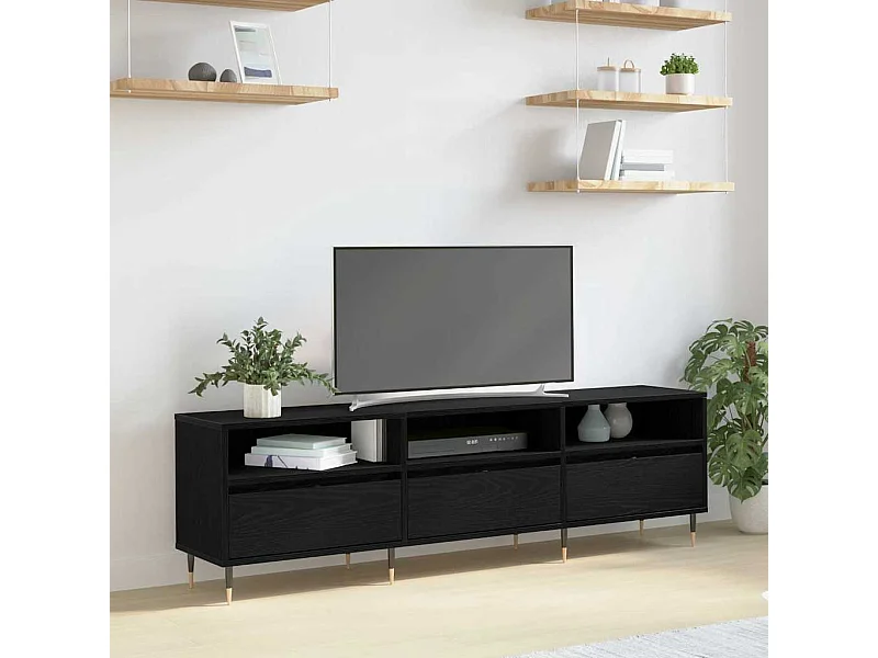 Gabinete para TV Carvalho preto 150 x 30 x 44.5 cm