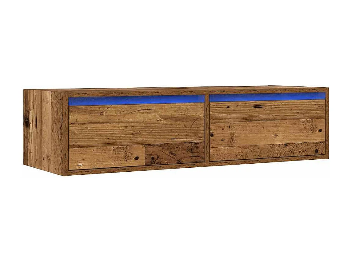 Meuble TV avec lumières LED vieux bois 100X35,5x25 cm