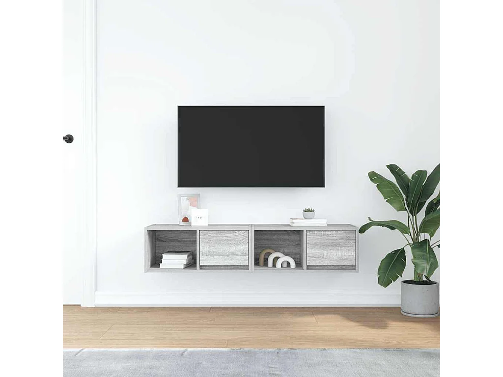 Móveis TV 2 peças 60x31x25,5 cm derivados madeira cinzento sonoma