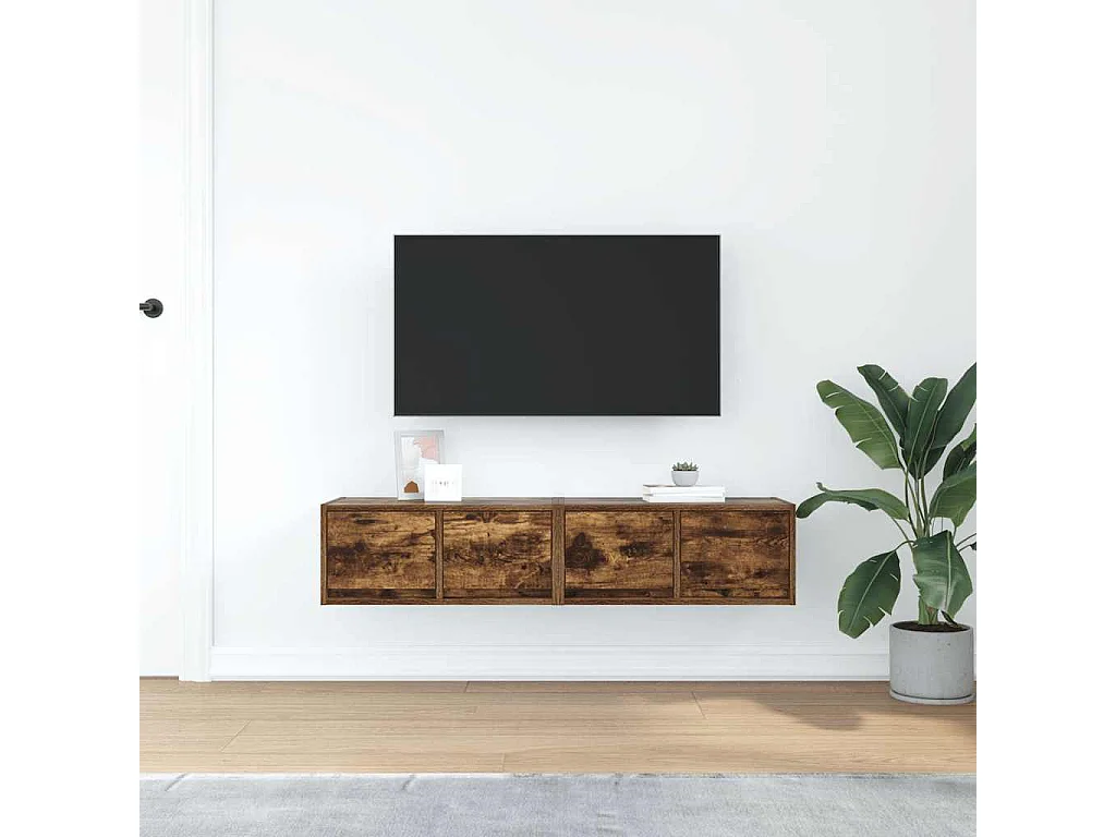 Meubles TV 2 pièces chêne fumé 60x31x25,5 cm bois d'ingénierie