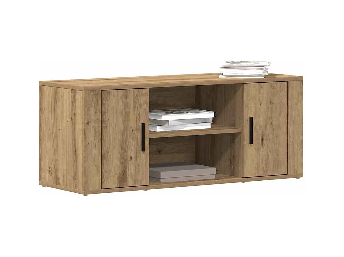 TV-kast artisanaal eikenkleurig 100 x 35 x 40 cm Bewerkt hout