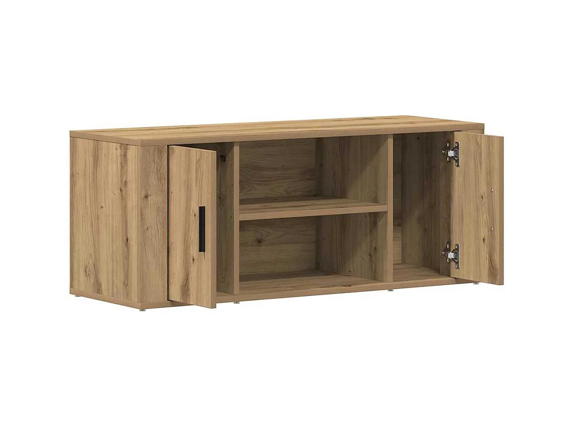 TV-kast artisanaal eikenkleurig 100 x 35 x 40 cm Bewerkt hout