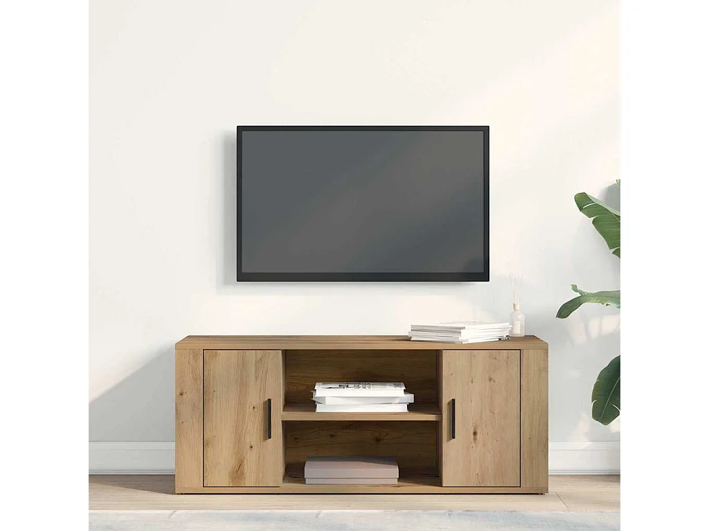 Meuble TV chêne artisanal 100 x 35 x 40 cm Bois d'ingénierie