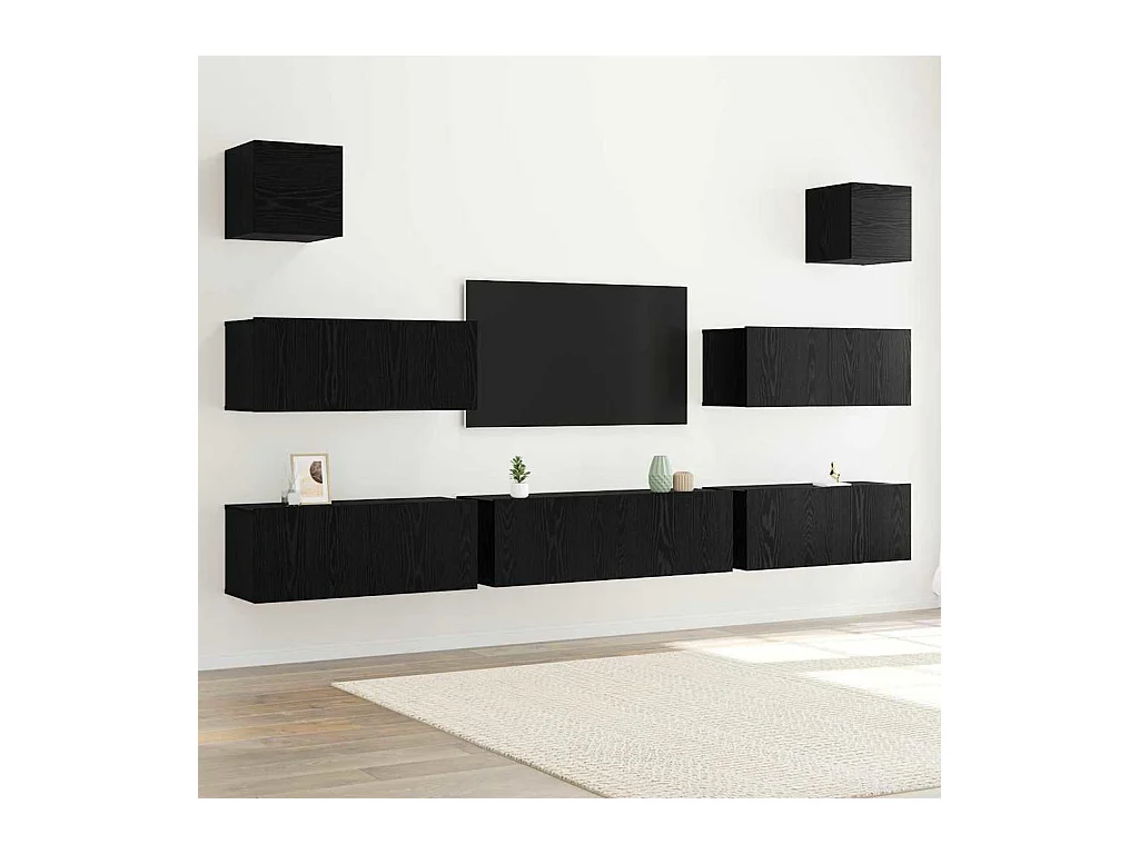 Set de meubles TV 7 pièces Chêne noir 100 x 30 x 30 cm
