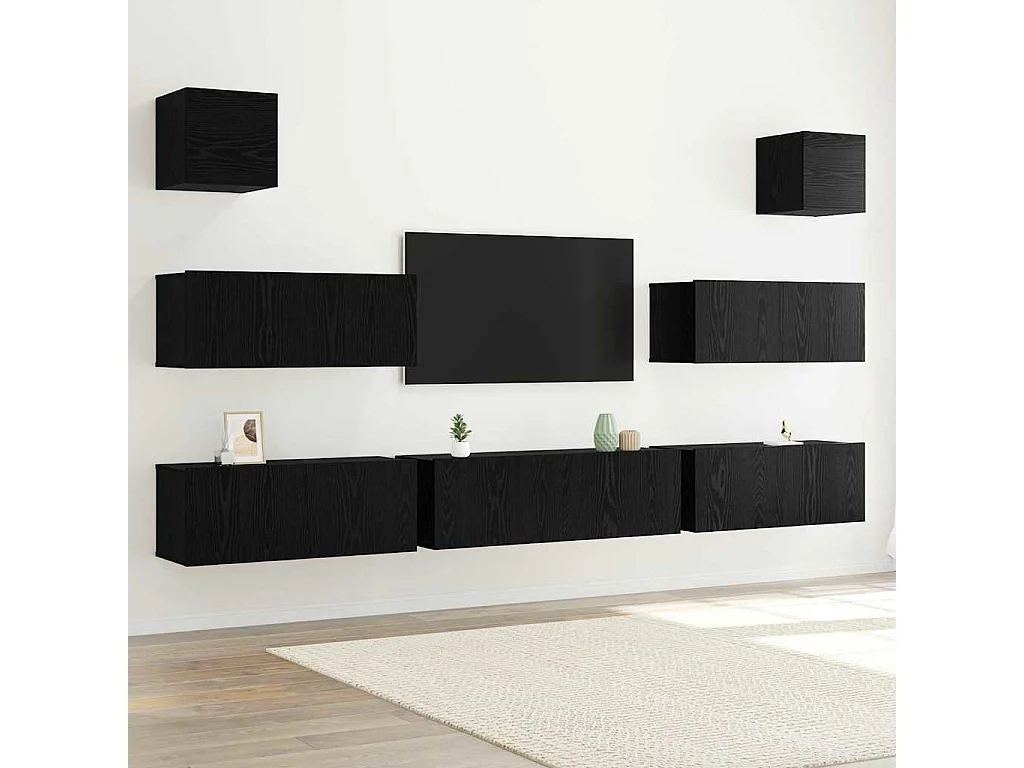 Conjunto de Gabinetes de TV 7 pcs Roble negro 100 x 30 x 30 cm