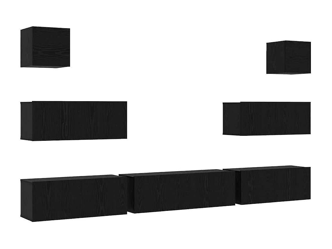 Conjunto de Gabinetes de TV 7 pcs Roble negro 100 x 30 x 30 cm