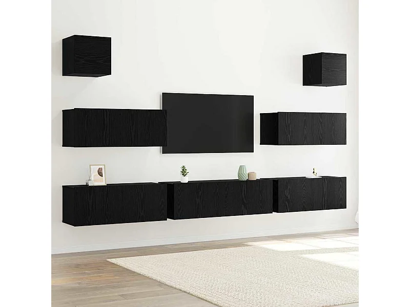 Set de meubles TV 7 pièces Chêne noir 100 x 30 x 30 cm