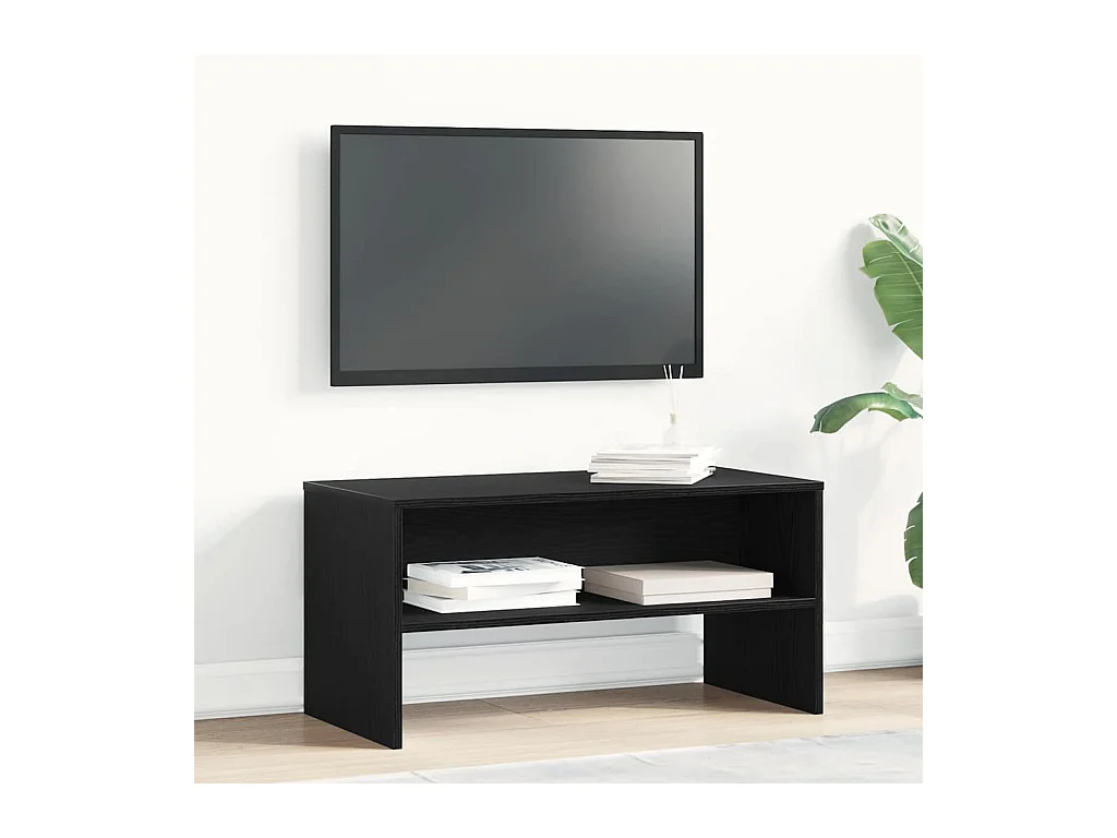 Meuble TV chêne noir 80x40x40 cm bois d'ingénierie