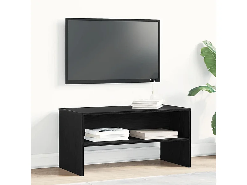 Meuble TV chêne noir 80x40x40 cm bois d'ingénierie