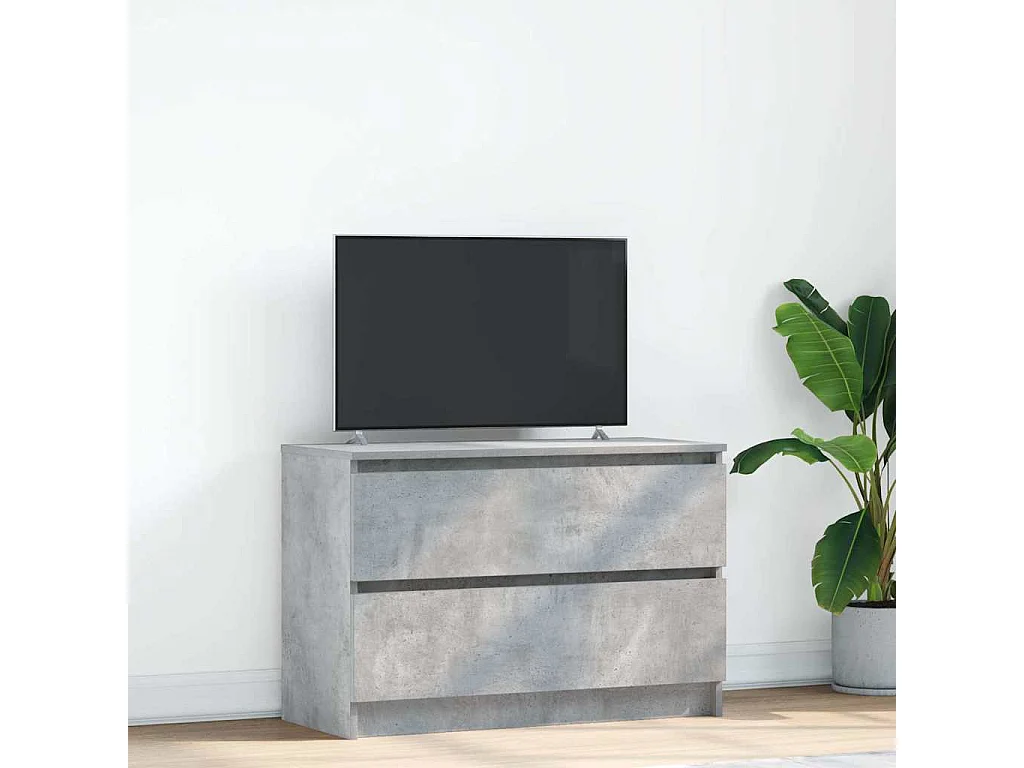 Meuble TV gris béton 80x35x54 cm bois d'ingénierie