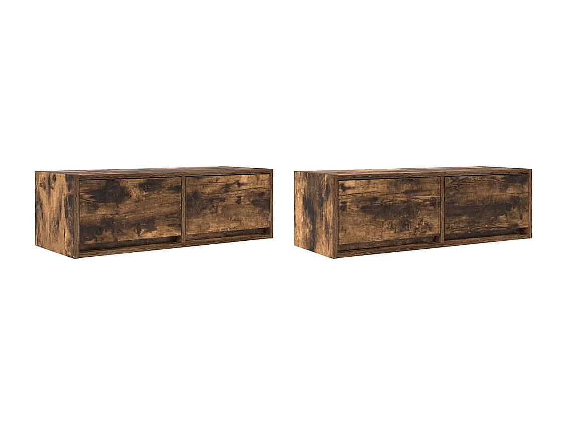 Meubles TV 2 pièces chêne fumé 80x31x25,5 cm bois d'ingénierie