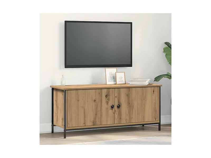 Meuble TV chêne artisanal 100 x 35 x 45 cm Bois d'ingénierie