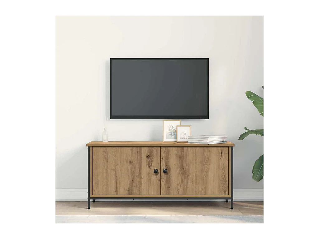 Meuble TV chêne artisanal 100 x 35 x 45 cm Bois d'ingénierie