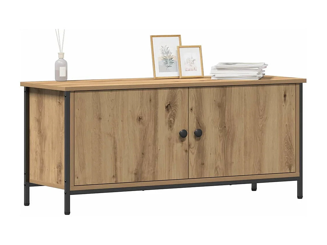 Meuble TV chêne artisanal 100 x 35 x 45 cm Bois d'ingénierie