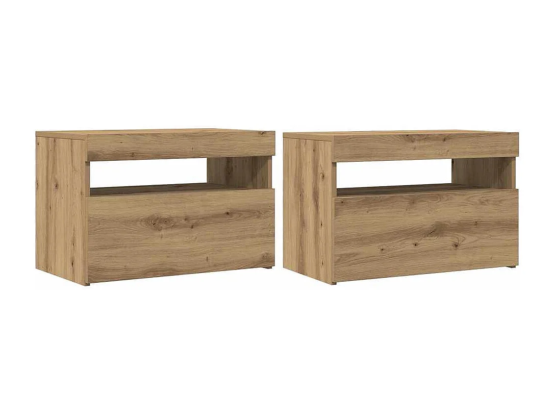 Meubles TV avec lumières LED 2 pièces chêne artisanal