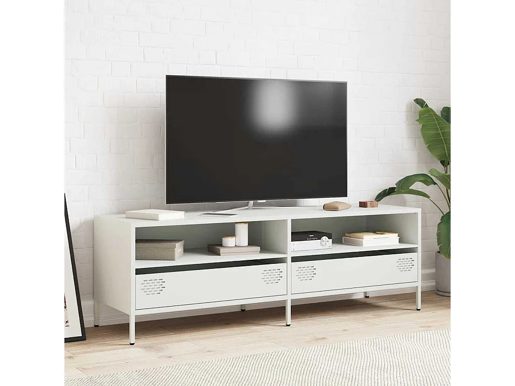 Mueble para TV acero laminado en frío blanco 135x39x43,5 cm