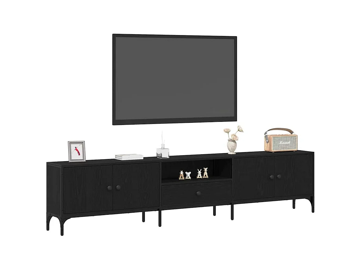 Meuble TV Chêne noir 200 x 25 x 44 cm Bois d'ingénierie