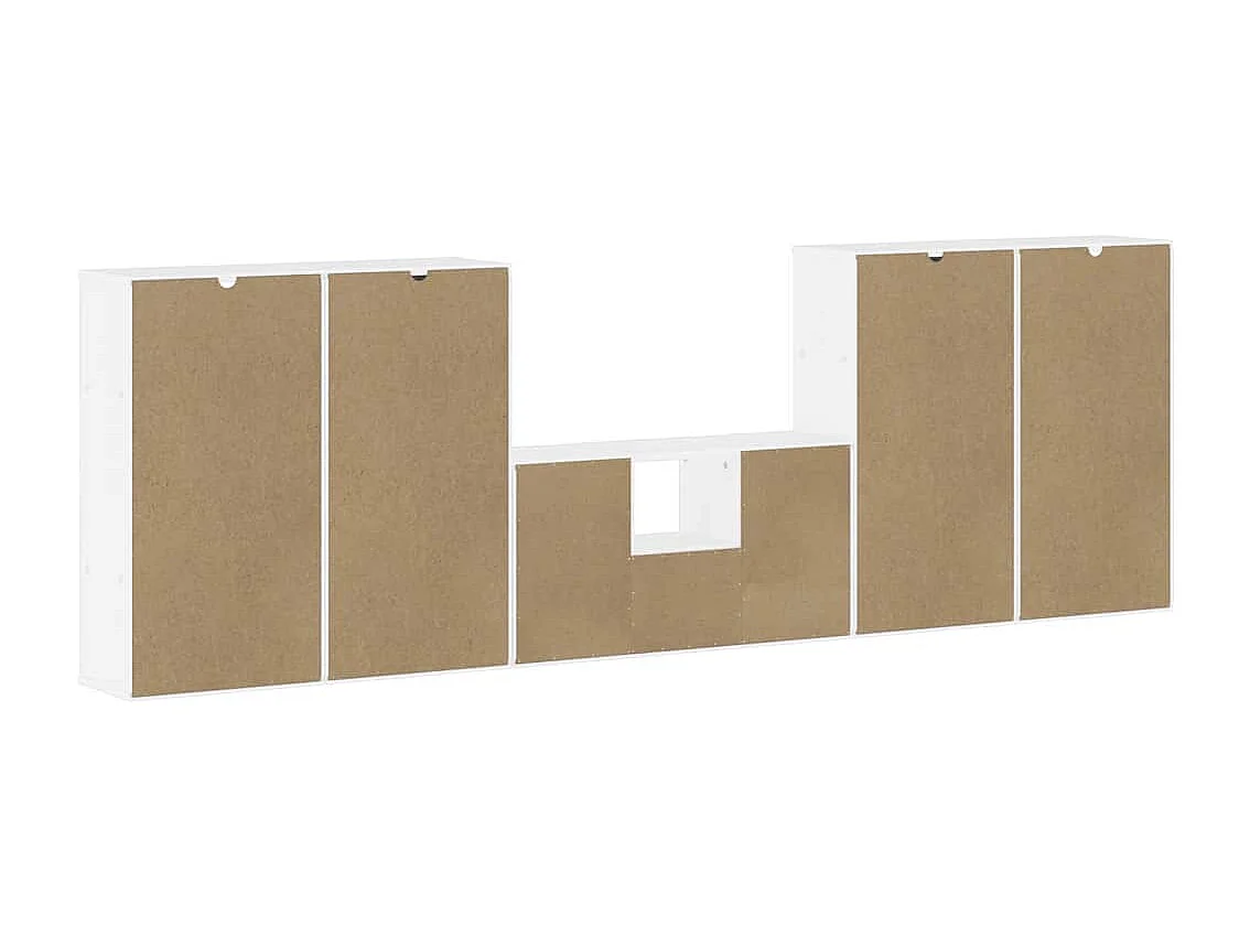 Meubles TV 5 pièces avec rangement ODDA blanc bois de pin massif