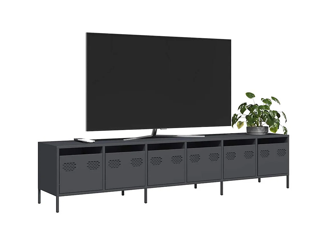Mueble de TV acero laminado en frío antracita 202x39x43,5 cm