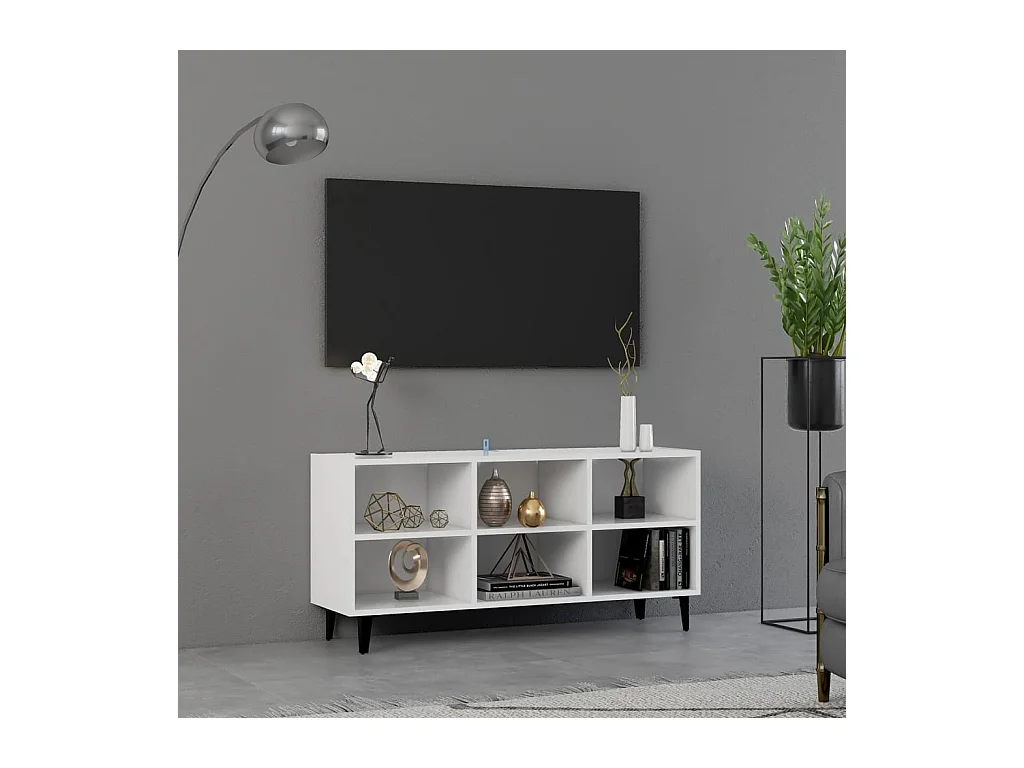 Meuble TV avec pieds en métal Blanc 103,5x30x50 cm