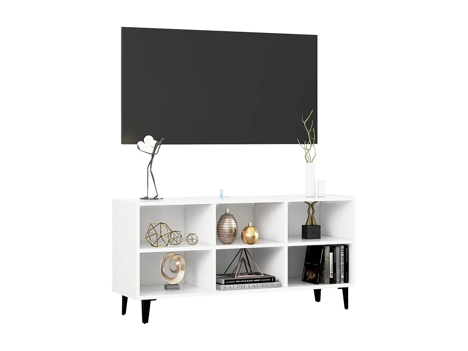 Meuble TV avec pieds en métal Blanc 103,5x30x50 cm