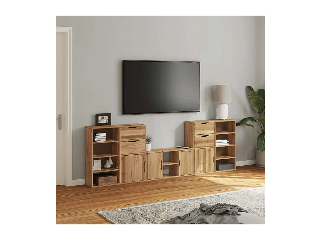 Meubles TV 5 pièces avec rangement ODDA bois de pin massif
