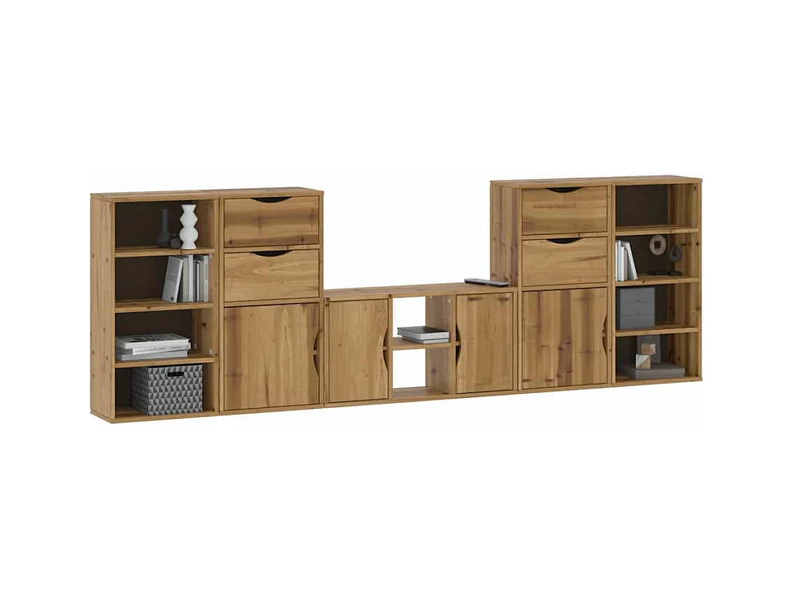 Meubles TV 5 pièces avec rangement ODDA bois de pin massif