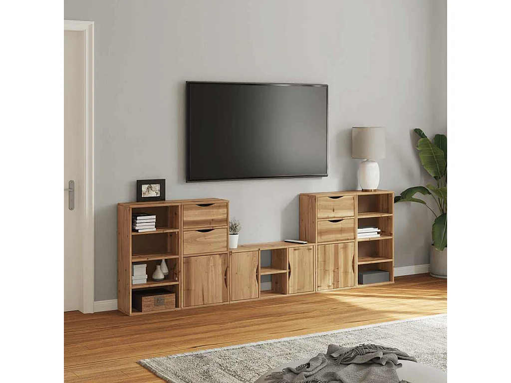 Meubles TV 5 pièces avec rangement ODDA bois de pin massif