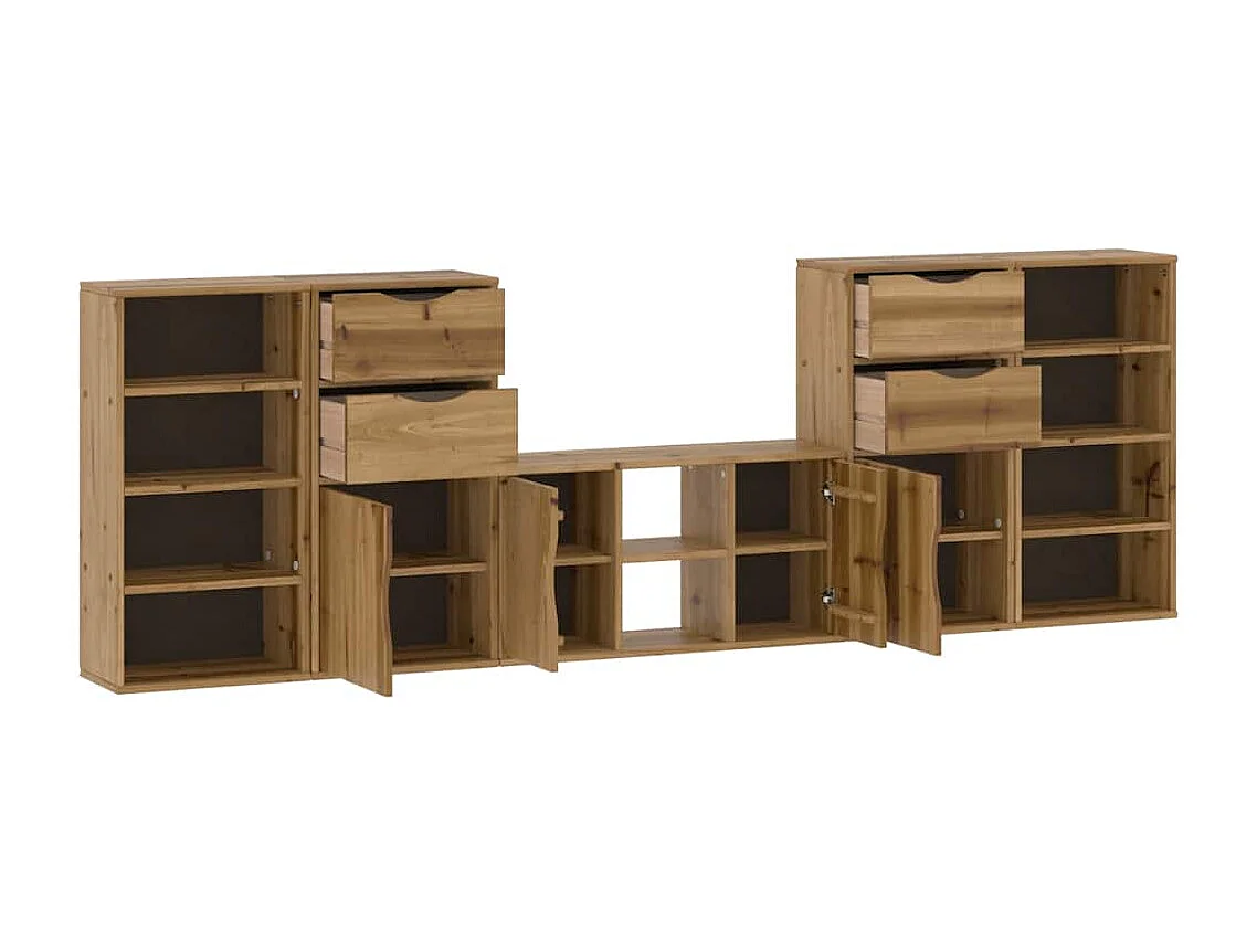 Meubles TV 5 pièces avec rangement ODDA bois de pin massif